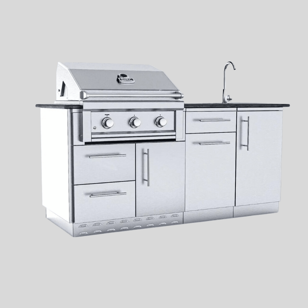 Sunstone Caprice 6 foot Grill & Bar Sink Outdoor Island Package